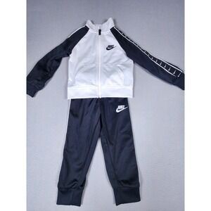 Nike Toddlers' Full Zip 2-Piece Tracksuit Set- 2T, Black/White